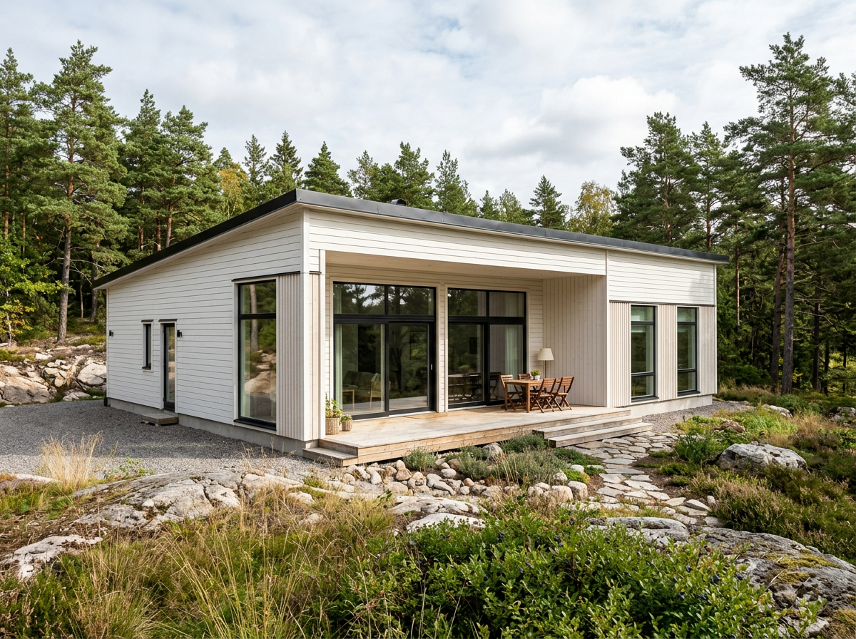 Modernt hus med papptak